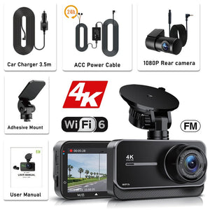 4K Dash Cam for Cars Front and Rear with WiFi GPS 24H Parking Mode - stepyours.com