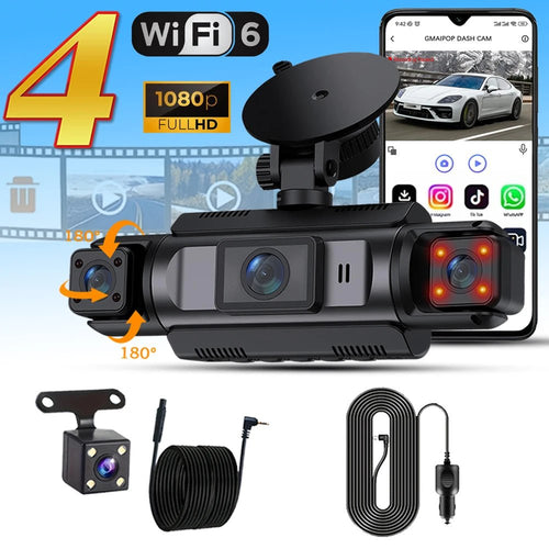 4 Channel Car Dash Cam With WiFi FHD 1080P Front Left Right Rear Night Vision - stepyours.com