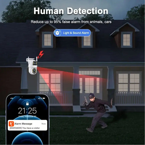 Sherway 4K 8MP Tuya Dual - Lens Outdoor PTZ Camera - AI Tracking and Smart Home - stepyours.com