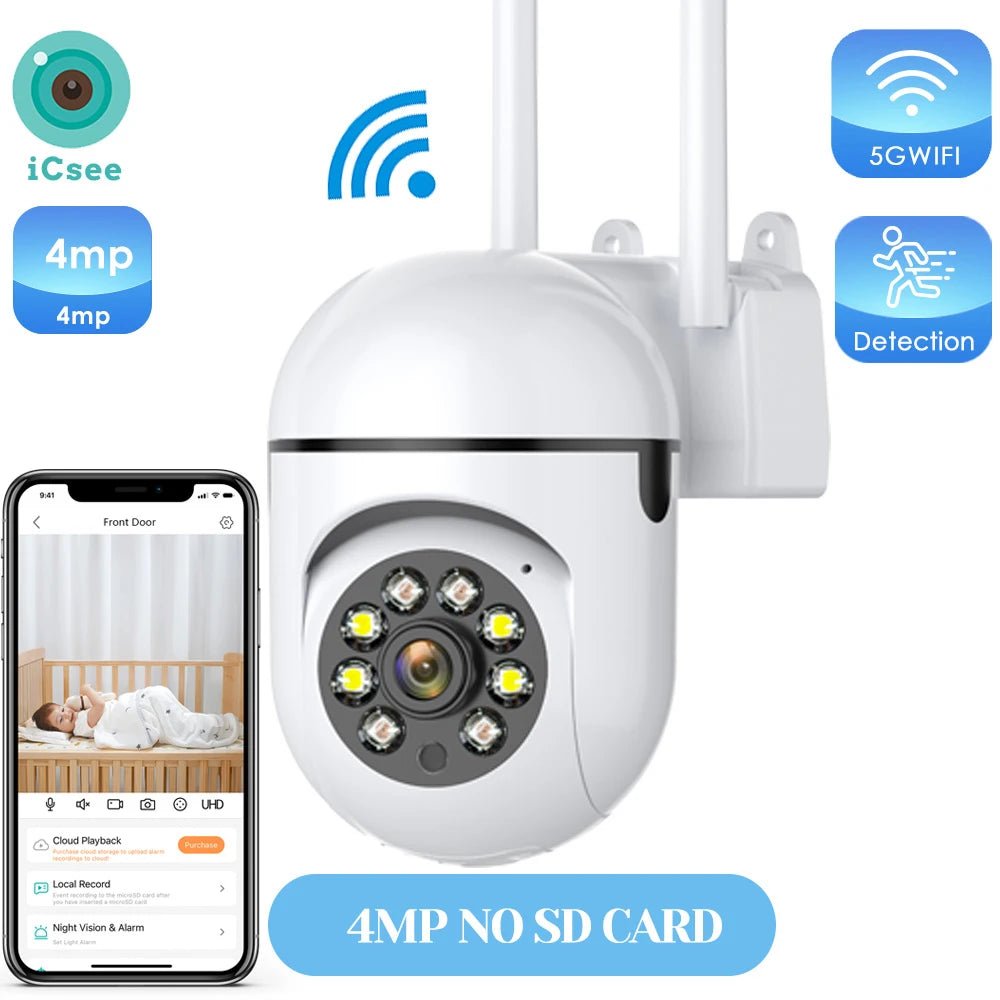 4MP Outdoor WiFi Camera PTZ 2K HD AI Auto Tracking Night Vision - stepyours.com