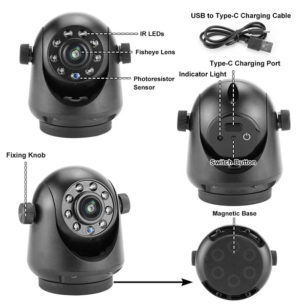 GreenYi 5G WiFi Magnetic Hitch Wireless Rear View Camera Night Vision Trailer - stepyours.com