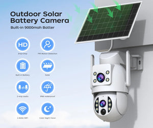 JOOAN S3 Solar Wireless Security Camera - Dual Lens 4K With PIR Hooks - stepyours.com