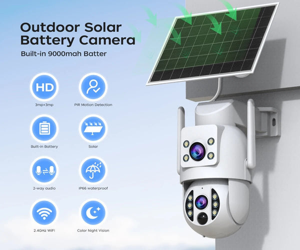 JOOAN S3 Solar Wireless Security Camera - Dual Lens 4K With PIR Hooks - stepyours.com