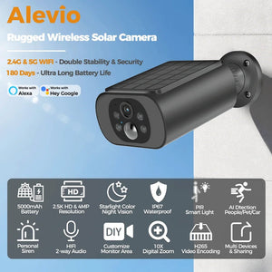 ALEVIO Solar Outdoor Camera - 2.5K Video, AI Detection And Color Night Vision - stepyours.com