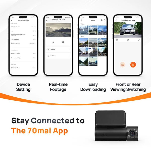 70mai A200 Dash Cam 2 Inch LCD Dual Channel 1080P Car DVR 24H Parking - stepyours.com