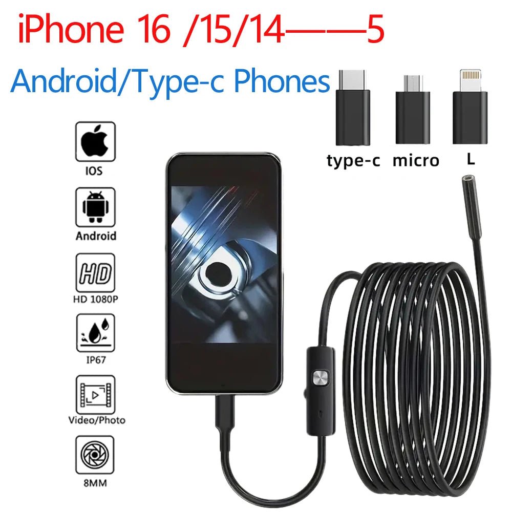 HD1920P Endoscope Camera - Type C Inspection For Car Sewer And Pipeline IP67 - stepyours.com