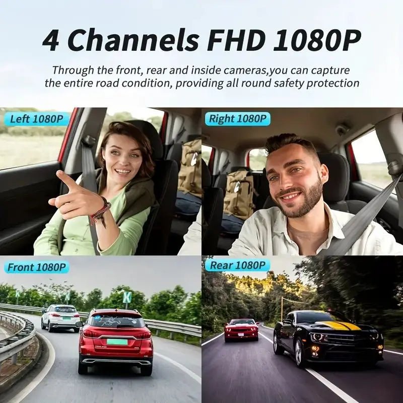 Car Dash Cam 4 Channel Front Left Right Rear FHD 1080P Night Vision Hardwire Kit - stepyours.com