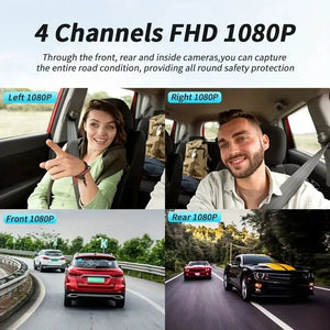 Car Dash Cam 4 Channel Front Left Right Rear FHD 1080P Night Vision Hardwire Kit - stepyours.com