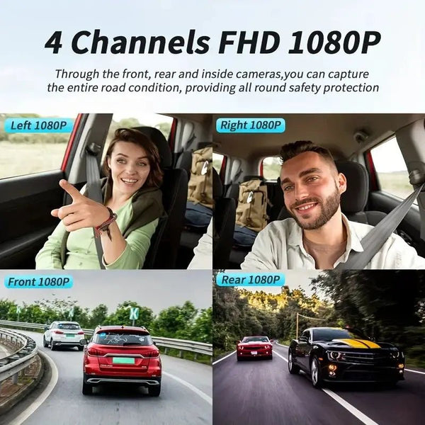 Car Dash Cam 4 Channel Front Left Right Rear FHD 1080P Night Vision Hardwire Kit - stepyours.com