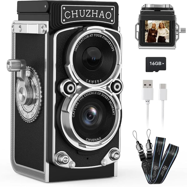 CHUZHAO Vintage Mini Digital Camera Autofocus 12MP 1080P FHD Vlogging Portable - stepyours.com