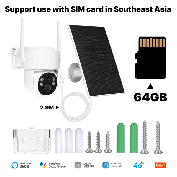 MOES Tuya Solar Powered 4G WiFi 4MP Security Camera With Color Night Vision - stepyours.com