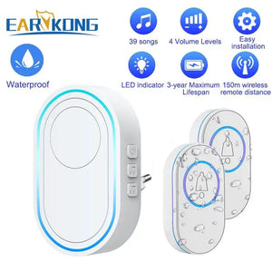 Intelligent Wireless Doorbell Home Welcome Doorbell Waterproof 300m Remote Smart Door Bell Chime EU UK US Plug Optional by stepyours.com
