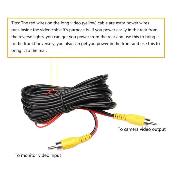 RCA Video Cable for Car Rear View Camera Universal 6 10 15 20 Meters Wire - stepyours.com