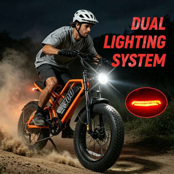 ESKUTE V300 Electric Dirt Bike, 20" Fat Tire E-Bike with 48V 20.8 Removable Battery, Off-Road Ebike Up to 30+MPH, 7-Speed Beach Snow Trail Mountain Commuter for Adult