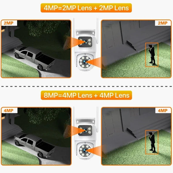 ANSVICAM Tuya Outdoor 4K IP Camera Dual Lens PTZ Auto Tracking Wireless - stepyours.com