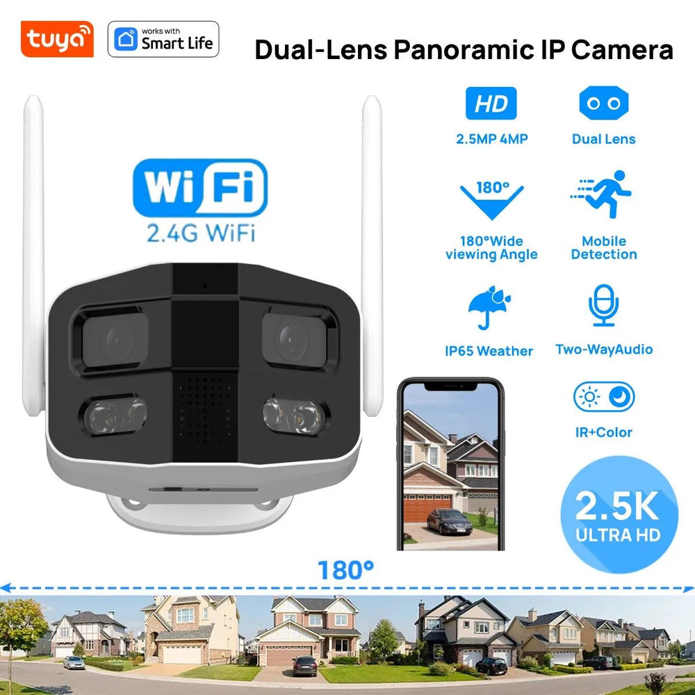 Hooked On Security Tuya Smart 4MP 2.5K Dual Lens Outdoor Camera Night Vision - stepyours.com