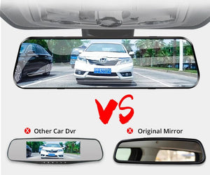 10 Inch 1080P Night Vision Car Dash Cam With Touch Screen And Rear View Mirror - stepyours.com