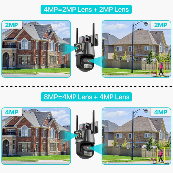 Outdoor WiFi PTZ Camera 8MP Dual - Lens 4K AI Tracking Dual Screen Night Vision - stepyours.com