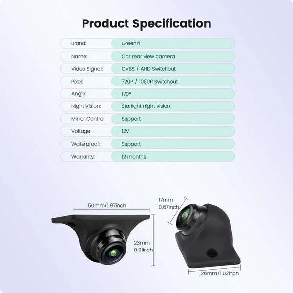GreenYi AHD 1080P Car Rear View Camera Full HD Night Vision 170 Fisheye C879 - stepyours.com