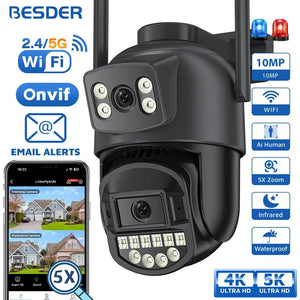 BESDER 5K 10MP WiFi PTZ Outdoor AI Human Detection CCTV Camera 4K IP66 - stepyours.com