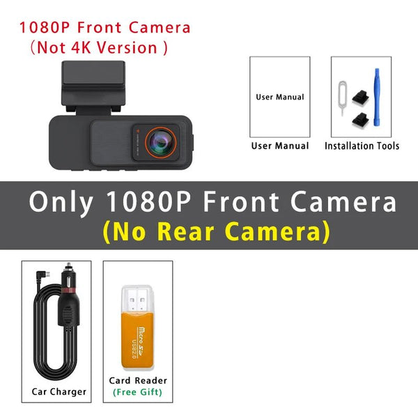 4K Dash Cam Dual Lens With GPS WiFi Night Vision Never Miss A Moment - stepyours.com