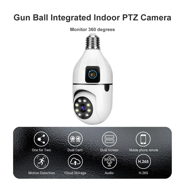 8MP E27 Bulb WiFi Camera - Color Night Vision With 8X Zoom And Dual Lens - stepyours.com