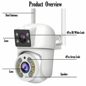 Tuya 8MP WiFi PTZ IP Camera With Dual Lens And Dual Screen Night Vision Outdoor - stepyours.com