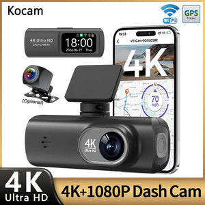 Kocam UHD 4K Dash Cam Dual Lens Front And Rear WiFi GPS 24H Parking Monitor - stepyours.com