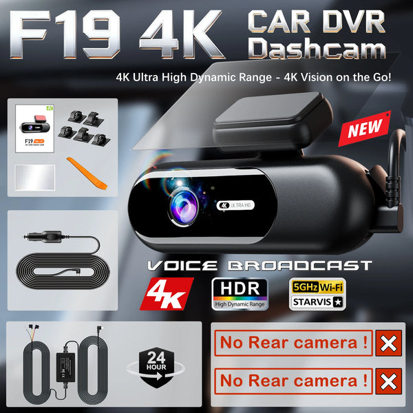 4K Front And Rear Dual Lens Dash Cam With HDR Night Vision WiFi Parking - stepyours.com