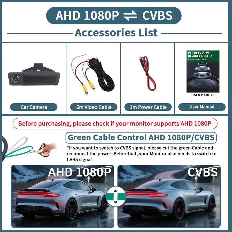AHD 1080P 170 Rear View Camera Trunk Handle For BMW 3 5 Series X5 X6 Waterproof - stepyours.com