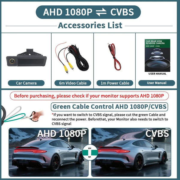 AHD 1080P 170 Rear View Camera Trunk Handle For BMW 3 5 Series X5 X6 Waterproof - stepyours.com