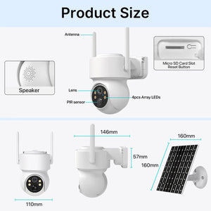 WiFi PTZ Solar Outdoor Camera 3MP 355 Pan 90 Tilt With iCsee App - stepyours.com