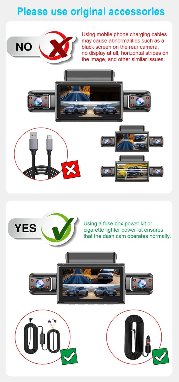 4K Quad Camera Hidden Dash Cam With App Night Vision Motion Detection Parking - stepyours.com