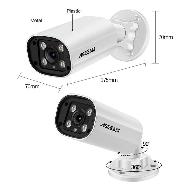ASECAM 8MP POE IP Camera - 4K Outdoor Surveillance With Human Detection - stepyours.com