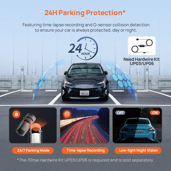 70mai Dash Cam A410 Front 1440P Rear 1080P Car DVR 256GB 24H Parking - stepyours.com