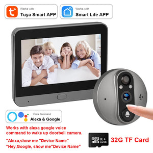3MP WiFi Smart Tuya Peephole 5000mAh Doorbell Door Eye Camera Infrared Alexa Google Video Intercom Door Cameras Home Security by stepyours.com