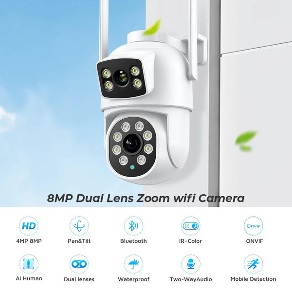 BESDER 4K 8MP WiFi Outdoor PTZ Camera Dual Lenses With Human Detection - stepyours.com