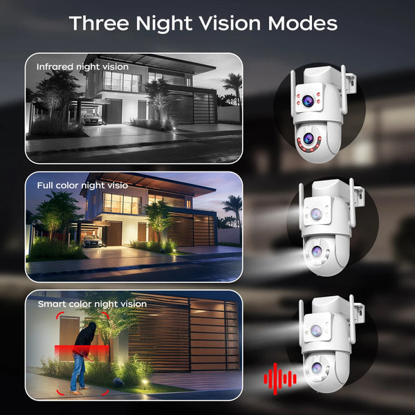 Jooan 4K Outdoor PTZ WiFi Camera AI Tracking Dual Lens 5X Zoom Hooks by stepyours.com