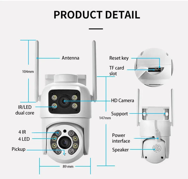 Icsee 8MP 4K PTZ WiFi Camera Dual Lens - AI Tracking Outdoor Surveillance - stepyours.com