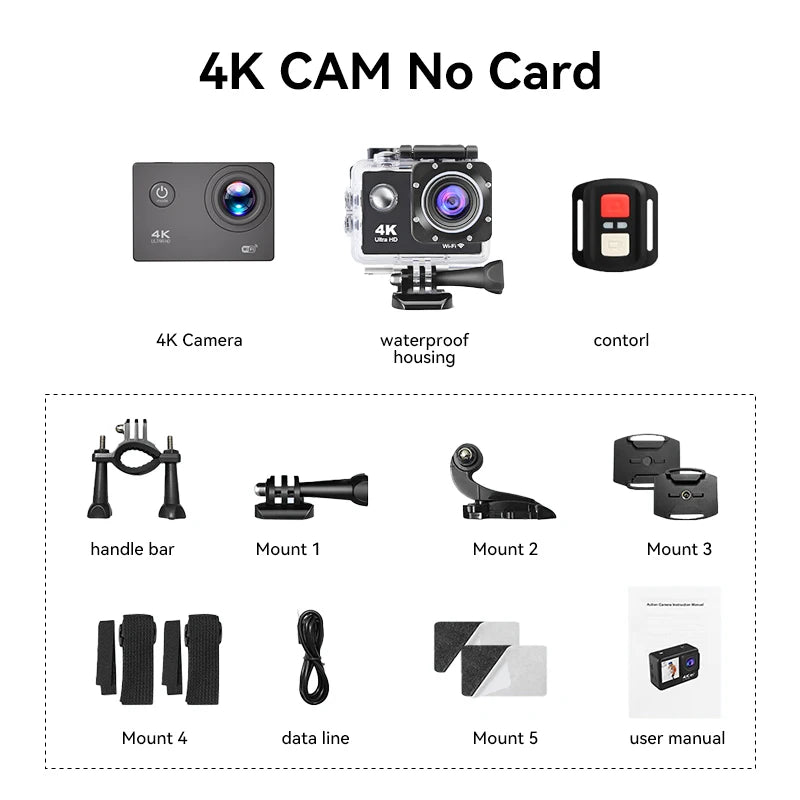 4K Outdoor Action Camera Waterproof Underwater Helmet Camera With WiFi 30FPS - stepyours.com