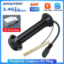 Awapow Tuya Door Peephole Viewer Smart Wifi Video Doorbell 2.4G/5G Mini Camera 170° Angle Night Vision 1080P Motion Detection by stepyours.com