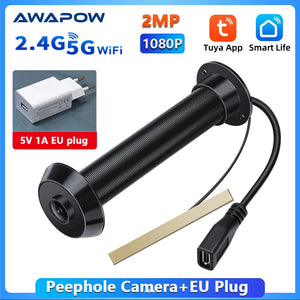 Awapow Tuya Door Peephole Viewer Smart Wifi Video Doorbell 2.4G/5G Mini Camera 170° Angle Night Vision 1080P Motion Detection by stepyours.com