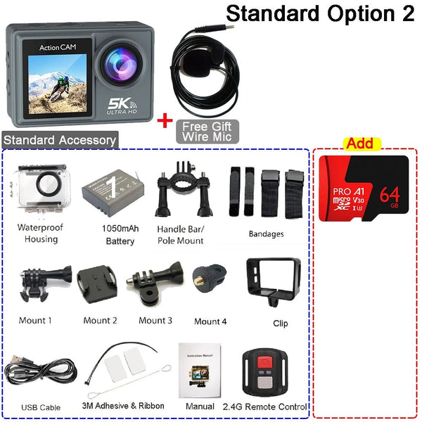 HUAFANT M4R Action Camera 5K 4K60FPS Waterproof 30m IPS Touch LCD 5X Zoom - stepyours.com