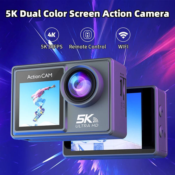Adventure Ready Action Camera 5K 4K60FPS Dual IPS Touch LCD Waterproof 30M - stepyours.com