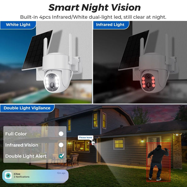 ICSEE 5MP Solar Wireless Outdoor Camera 7800mAh Battery 365 Day Standby - stepyours.com