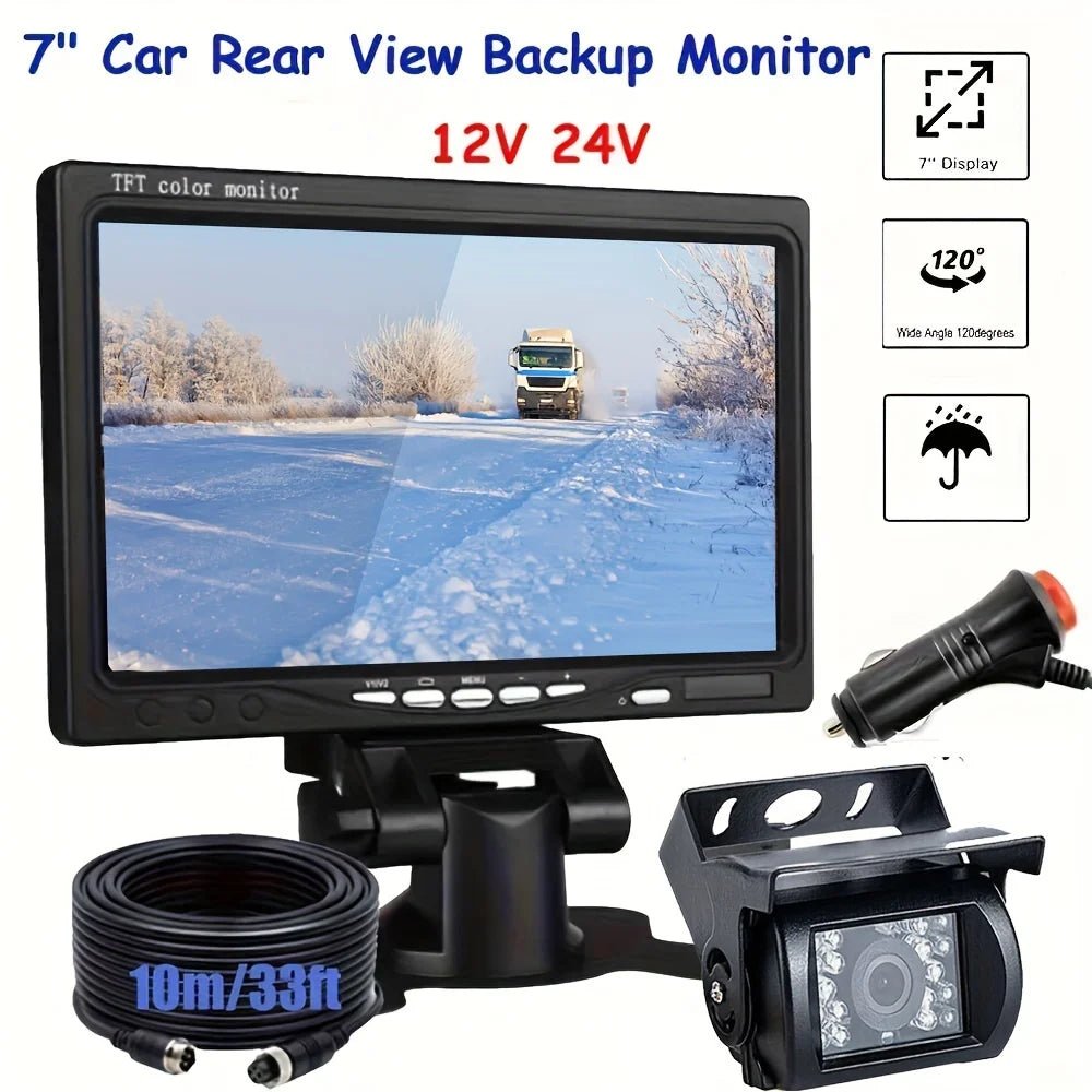 Night Vision 7 Inch TFT Monitor With 18 IR LEDs Backup Camera RV - stepyours.com