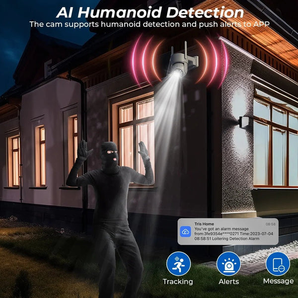 WiFi PTZ Solar Outdoor Camera - 4MP HD, PIR Motion Detection, Long Battery Life - stepyours.com