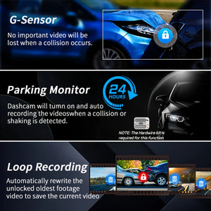 3 Channel Dash Cam 1080P Front And Rear Night Vision Parking Monitor Car DVR - stepyours.com