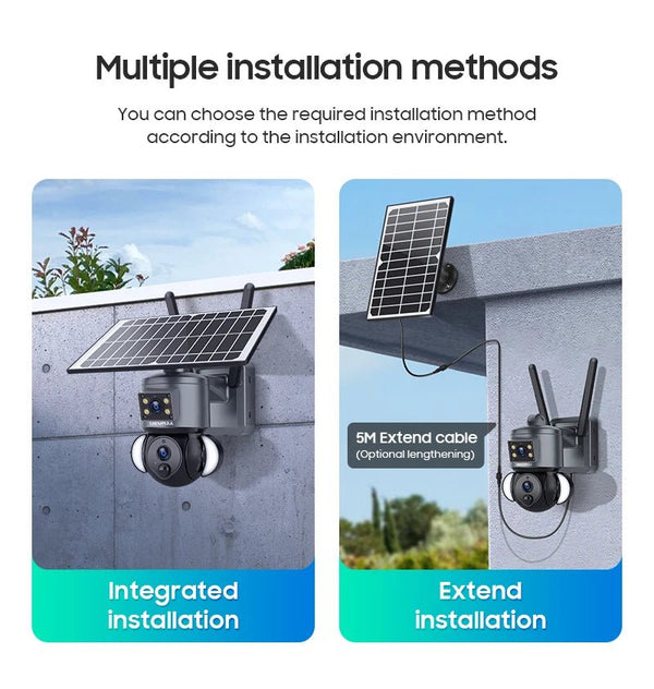 SHIWOJIA 4K 8MP Solar Camera With 4G SIM WiFi Color Night Vision PTZ Dual Lens - stepyours.com