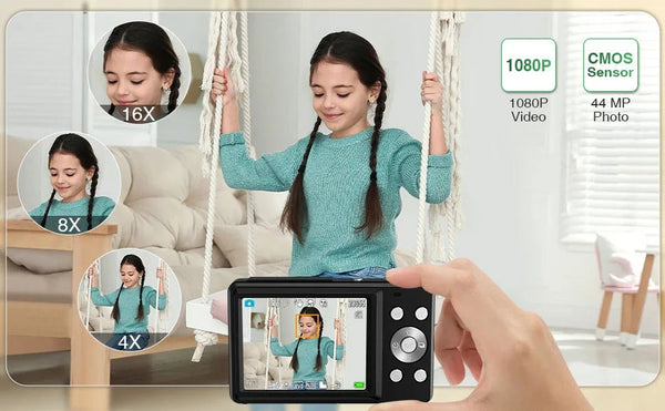 HD 1080P Kids Beginner Camera LCD 16X Zoom Compact Rechargeable - stepyours.com